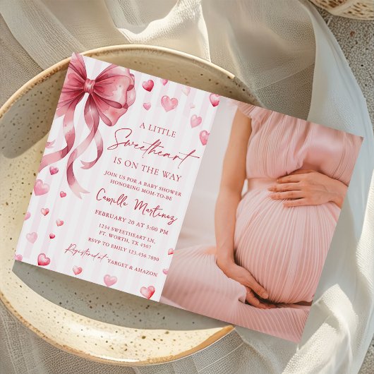 Invitation Sweetheart Valentine Bow Baby Shower Photo