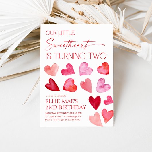 Invitation Sweetheart Valentine Hearts 2e anniversaire