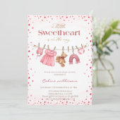 Invitation Sweetheart valentine's clothesline baby shower (Debout devant)