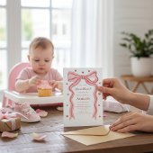 Invitation Sweetheart Watercolor Bow First Birthday QR Code I