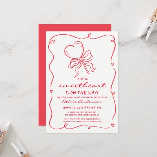 Invitation Sweetheart whimsical lollypop Baby Shower (Devant/Arrière en situation)
