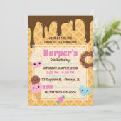 Invitation Swete Sweet Kawaii fête d'anniversaire (Debout devant)