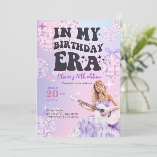 Invitation Swiftie inspiré Dans mon anniversaire anniversaire (Debout devant)