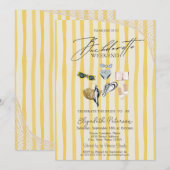 Invitation Swimming Suits Beach Yellow Stripes Bachelorette  (Devant / Derrière)
