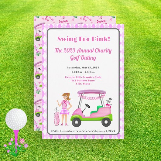 Invitation Swing For Pink Golf Outing Sensibilisation au Canc