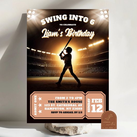 Invitation Swing In Baseball Rookie Birthday Boy