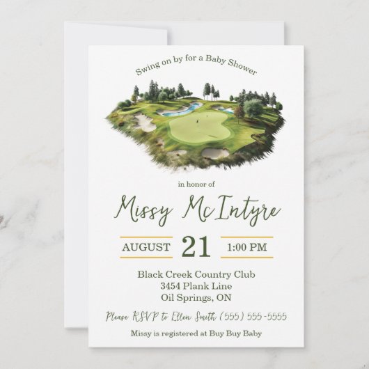 Invitation Swing on By, Golf Themed Baby Shower (Devant)