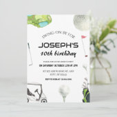 Invitation Swing On By Watercolor Golf 10th Birthday Party (Debout devant)