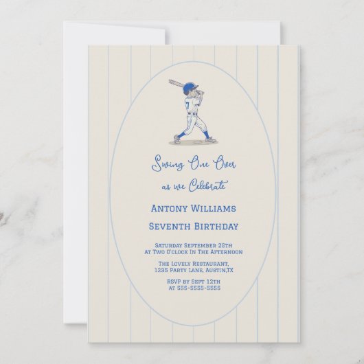 Invitation Swing on Over 7th Birthday Baseball Party (Devant)