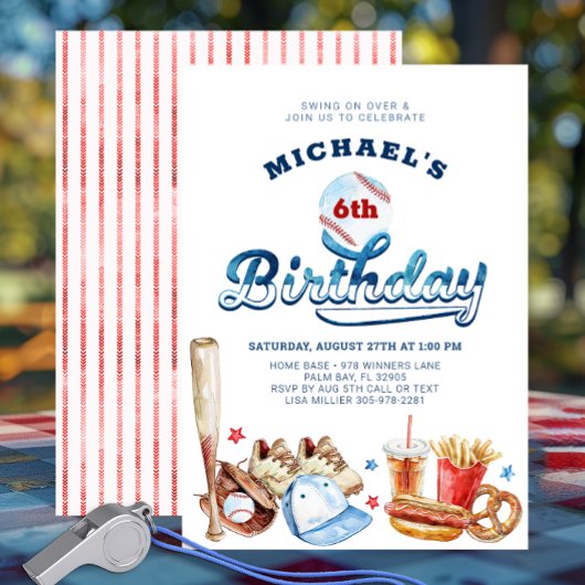 Invitation Swing On Over Baseball Anniversaire Fête Invitatio