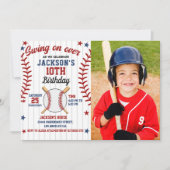 Invitation Swing On Over – Baseball Birthday Boy with Photo (Devant)
