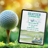 Invitation Swinging Into Fore, Blue Golf 4th Birthday