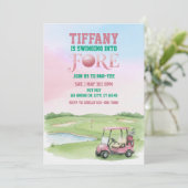 Invitation Swinging Into Fore, Pink Golf 4th Birthday (Debout devant)