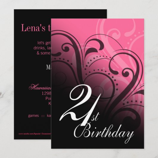 Invitation Swirl 21e anniversaire (Devant / Derrière)