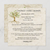 Invitation Swirl Tree Roots Antiqued Family Reunion Custom In (Devant / Derrière)
