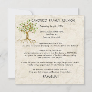 Invitation Swirl Tree Roots Antiqued Family Reunion Custom In