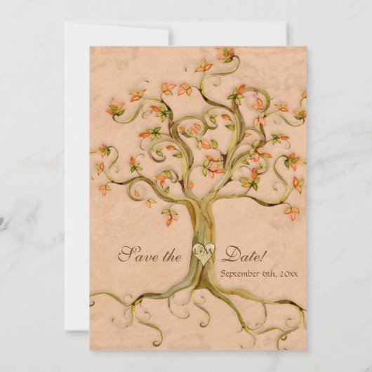 Invitation Swirl Tree Roots Antiquité Parchemin Mariage Enreg (Dos)