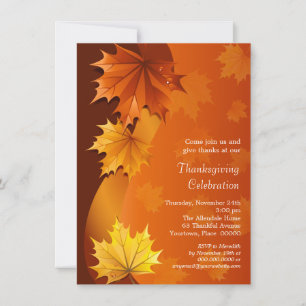 Invitation Swirling Automne quitte Thankesgiving Dîner