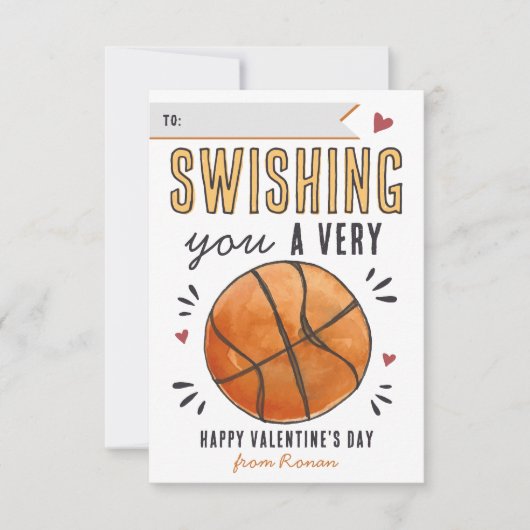 Invitation Swish Basketball Classroom Valentine's Day Card (Devant)