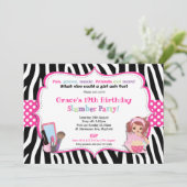 Invitation Swood Sleepover Fête Anniversaire Filles Zebra Imp (Debout devant)