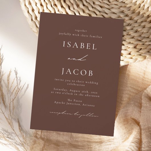 Invitation SYDNEY Espresso Mariage minimal