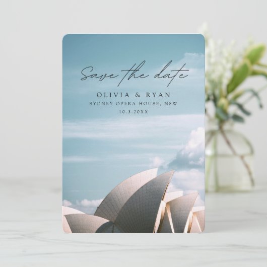 Invitation Sydney Opera House Wedding Enregistrer la date (Debout devant)