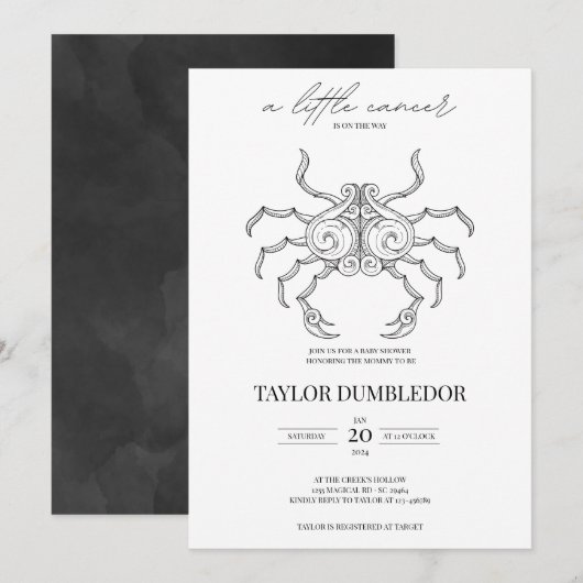 Invitation Symbole astrologique du cancer Zodiac (Devant / Derrière)