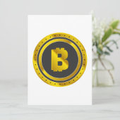 Invitation Symbole Bitcoin doré Monnaie numérique (Debout devant)