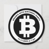 Invitation Symbole Bitcoin noir et blanc personnalisé (Devant)