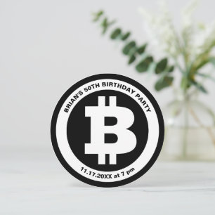 Invitation Symbole Bitcoin noir et blanc personnalisé