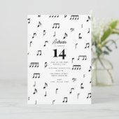 Invitation Symbole Black & White Musical Notes (Debout devant)