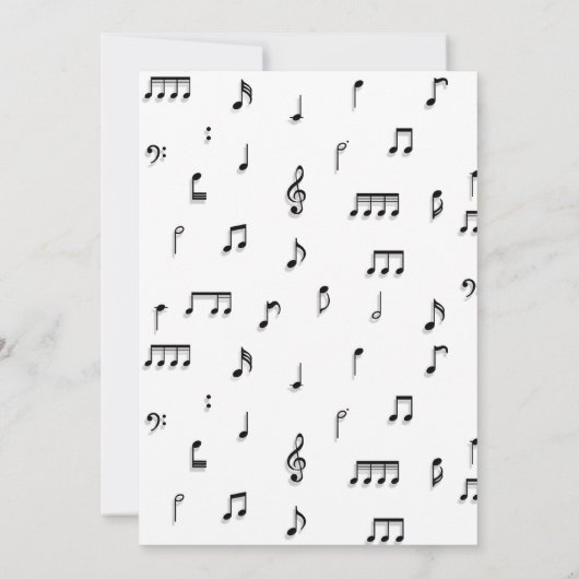 Invitation Symbole Black & White Musical Notes (Dos)
