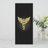 Invitation Symbole caducée polygonal or (Debout devant)