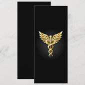 Invitation Symbole caducée polygonal or (Devant / Derrière)