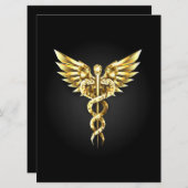 Invitation Symbole caducée polygonal or (Devant / Derrière)