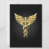 Invitation Symbole caducée polygonal or (Devant)