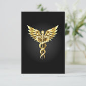 Invitation Symbole caducee polygonale or (Debout devant)