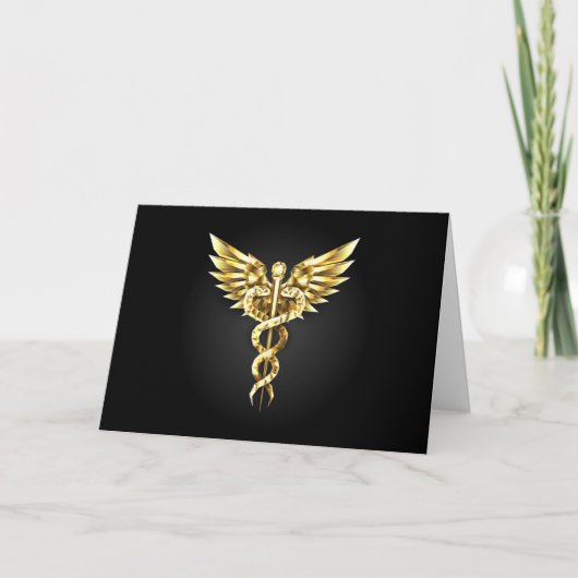 Invitation Symbole caducee polygonale or (Devant)