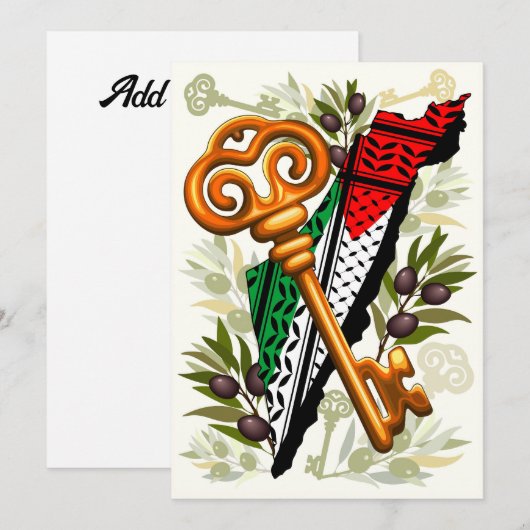 Invitation Symbole clé palestinien du droit au retour (Devant / Derrière)
