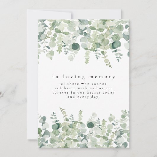Invitation Symbole commémoratif Mariage Eucalyptus en mémoire (Devant)