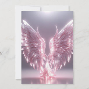 Invitation symbole d'aile d'ange rose clair argenté