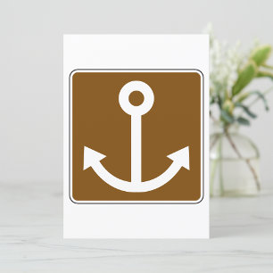 Invitation Symbole d'ancre nautique Panneau marron marina