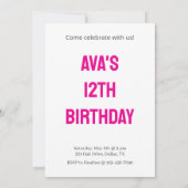 Invitation Symbole d'anniversaire rose joyeux avec étoiles An (Dos)