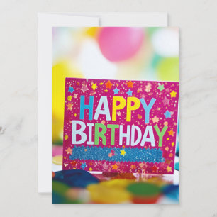 Invitation Symbole d'anniversaire rose joyeux avec étoiles An