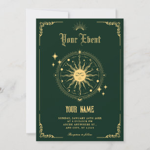 Invitation Symbole d'art boho Soleil Lune vintage