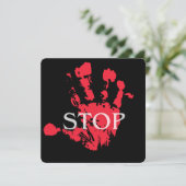 Invitation Symbole d'avertissement « STOP » avec empreinte de (Debout devant)