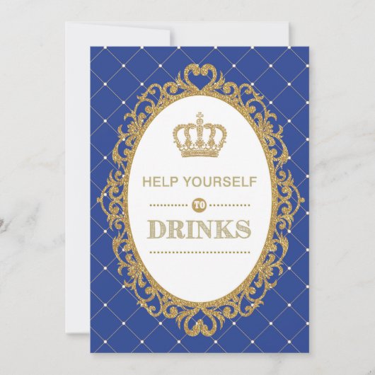 Invitation Symbole de boisson Prince Royal Gold Baby shower D (Devant)