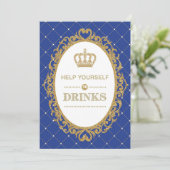 Invitation Symbole de boisson Prince Royal Gold Baby shower D (Debout devant)
