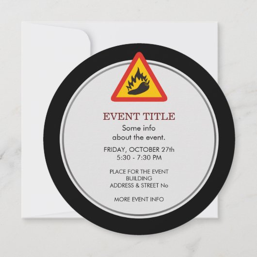 Invitation Symbole de danger de poivre chaud (Dos)