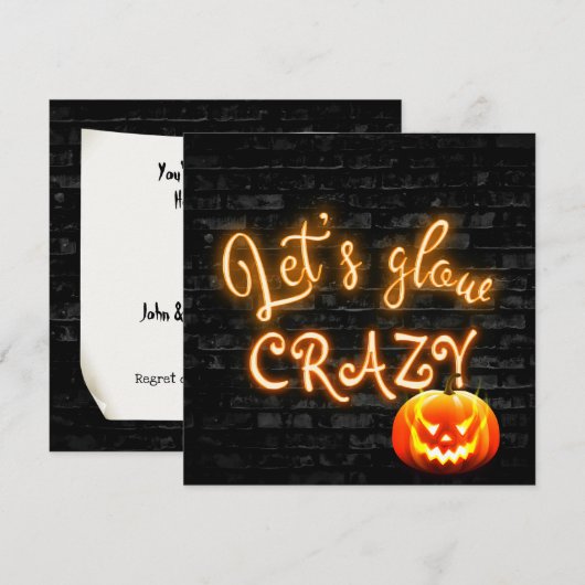 Invitation Symbole de la fête d'Halloween Neon avec Jack-o-la (Devant / Derrière)